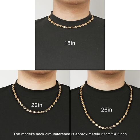 HZMAN Stainless Steel Necklace for Men Hip Hop Polished Coffee Bean Silver Men's Chain Necklace Jewelry Gift in Saudi Arabia