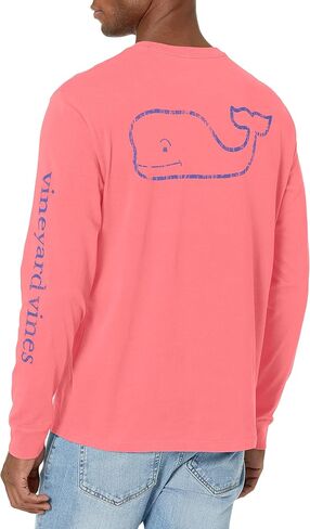 vineyard vines Men's Long-Sleeve Neon Garment Dyed Vintage Whale Pocket Tee in Saudi Arabia
