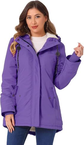 Allegra K Women's Parka Coat Tie Waist Pockets Faux Fur Hooded Jackets in Saudi Arabia