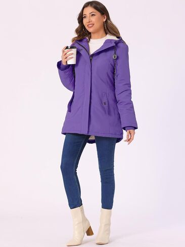 Allegra K Women's Parka Coat Tie Waist Pockets Faux Fur Hooded Jackets in Saudi Arabia