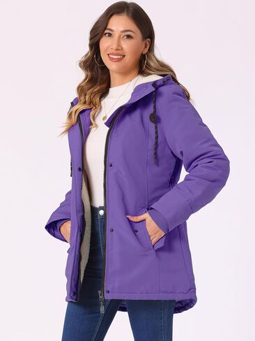 Allegra K Women's Parka Coat Tie Waist Pockets Faux Fur Hooded Jackets in Saudi Arabia