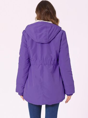 Allegra K Women's Parka Coat Tie Waist Pockets Faux Fur Hooded Jackets in Saudi Arabia