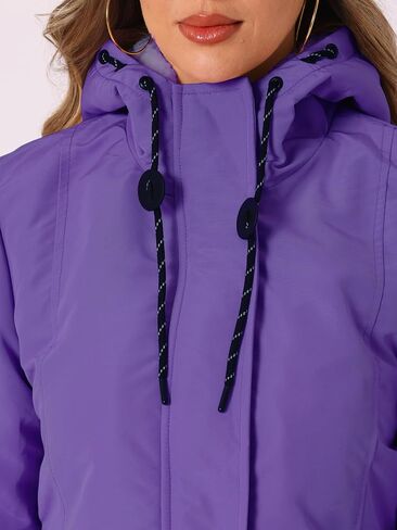 Allegra K Women's Parka Coat Tie Waist Pockets Faux Fur Hooded Jackets in Saudi Arabia