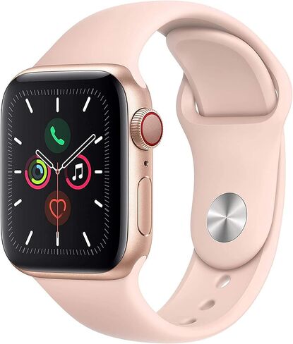 Apple Watch Series 5 (GPS, 40MM) - Gold Aluminum Case with Pink Sand Sport Band (Renewed) in Saudi Arabia