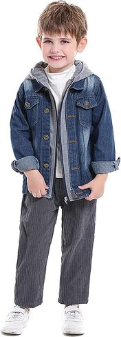 Cromoncent Boys Girls Hooded Denim Jacket Infant Toddler Kids Jean Jacket with Hood in Saudi Arabia