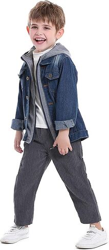 Cromoncent Boys Girls Hooded Denim Jacket Infant Toddler Kids Jean Jacket with Hood in Saudi Arabia