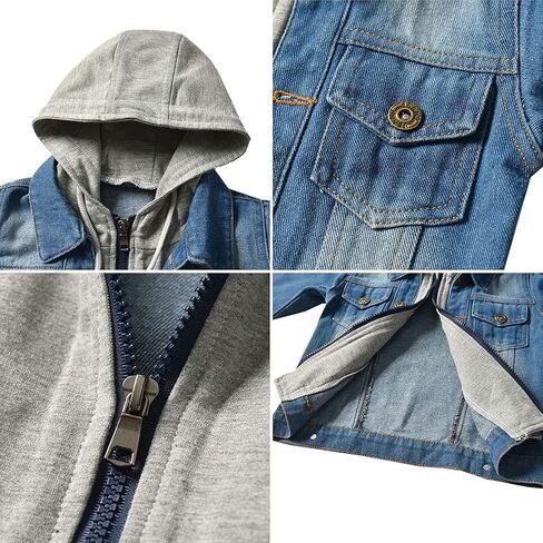 Cromoncent Boys Girls Hooded Denim Jacket Infant Toddler Kids Jean Jacket with Hood in Saudi Arabia