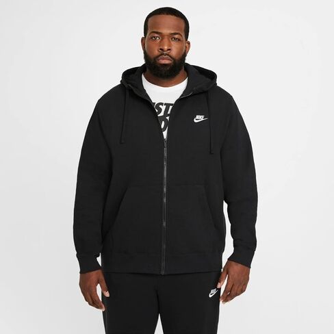 Nike Men's Sportswear Club Fleece Full Zip Hoodie, Fleece Zip-Up Hoodie Men, White/White/Black, XL in Saudi Arabia