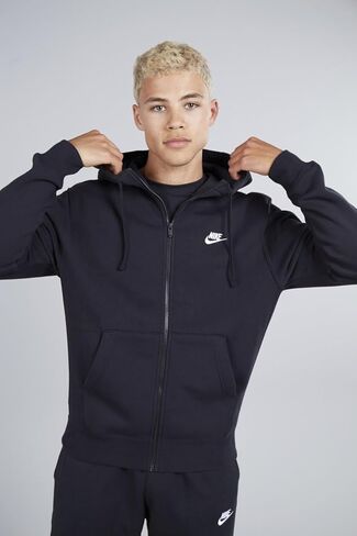 Nike Men's Sportswear Club Fleece Full Zip Hoodie, Fleece Zip-Up Hoodie Men, White/White/Black, XL in Saudi Arabia