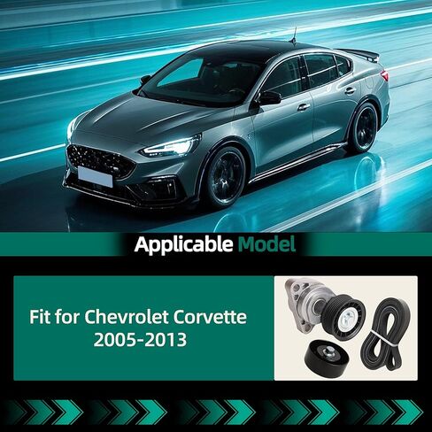 90K-38328D حزام محرك حزام الموتر طقم مكونات ملائمة لشيفروليه كورفيت 2005-2013 ، محرك حزام توتر وكرات العدسة واستبدال حزام السربنتين لـ 38328 12569301 in Kuwait