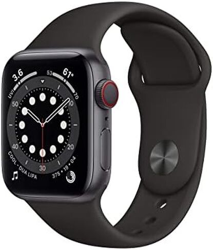 Apple Watch Series 6 (GPS + Cellular, 40mm) - Space Gray Aluminum Case with Black Sport Band (Renewed) in Saudi Arabia