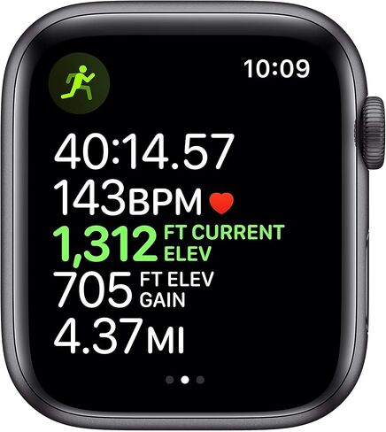 Apple Watch Series 5 (GPS + Cellular, 44MM) Space Black Stainless Steel Case with Black Sport Band (Renewed) in Saudi Arabia