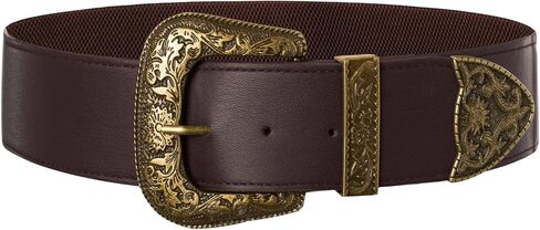 Scarlet Darkness Women Wide Belt Western Embossed Buckle Elastic Waist Belt for Dresses Coats in Saudi Arabia