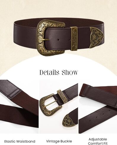 Scarlet Darkness Women Wide Belt Western Embossed Buckle Elastic Waist Belt for Dresses Coats in Saudi Arabia