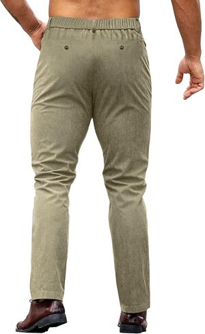HOTake Men's Casual Corduroy Pants Lightweight Stretch Corduroy Trousers Straight Fit Dress Pants in Kuwait