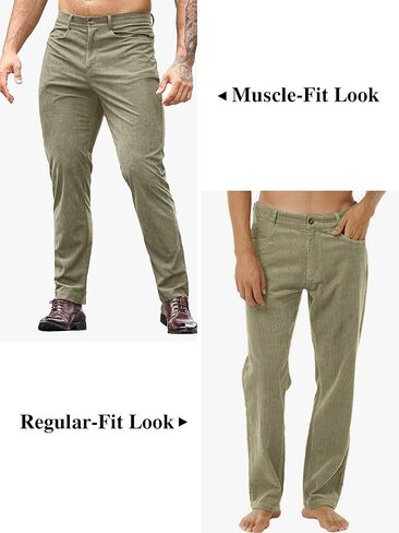 HOTake Men's Casual Corduroy Pants Lightweight Stretch Corduroy Trousers Straight Fit Dress Pants in Kuwait