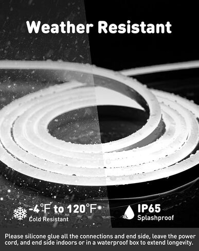 Shine Decor LED Rope Lights AC 120V, Connectable & Cuttable Dotless 120LEDs/M Eco Neon Strip Lighting, ETL IP65 Waterproof & Weather-Resistant for Home Commercial, 8x16mm, 6000K Cool White, 82FT in Kuwait