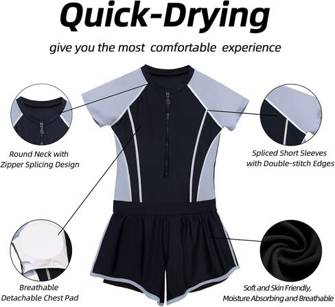 Hill & Sea Girls One Piece Swimsuits Quick-Dry Girls Bathing Suit, Soft Stretch Swimwear for Beach Pool Outdoor Play in Kuwait