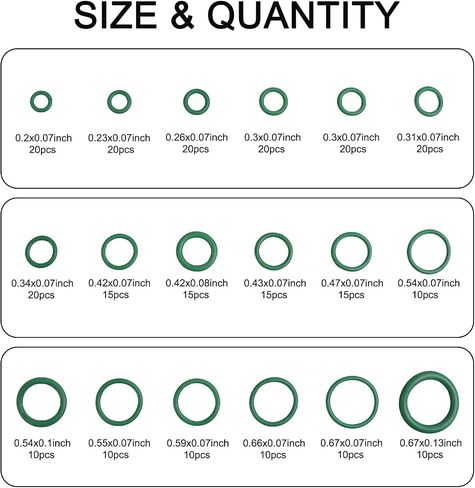 A/C Compressor O-Ring Seal, High Temperature Resistance Flexible Leak-Proof Gasket, Air-Conditioning System Washer Assortment Set with Storage Box, Universal for Most Cars (Green) in Saudi Arabia