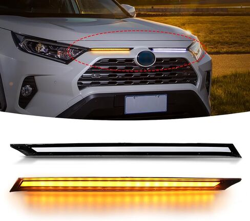 ضوء التشغيل النهاري لتويوتا RAV4 2019 2020 2021 2022 2023 Hood GAP DRL مع مصابيح إشارة بدوره العنبر ل RAV4 LED GRILLE LIGHT in Kuwait