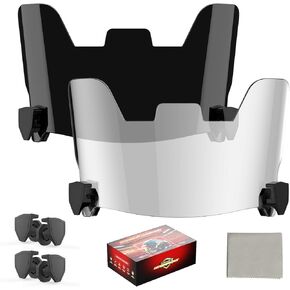 Clear & Black Football Visor Combo - 2 Lenses Day/Night Use, Team Color Set, Military-Grade Fit for Schutt/Riddell/VICIS Helmets