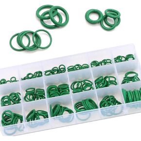 270 PCS Automotive A/C ضاغط SEAL SEAL SEAL ، ثمانية عشر أحجامًا محمولة حقن مطاطية ، درجة حرارة عالية ، جزء بديل متعدد الأغراض ، للسيارات والشاحنات ، سيارات الدفع الرباعي (الأخضر)