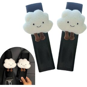 2 PCS Cloud Seat Belt Shoulder Guard, Cute Seat Belt Cover Pad, Seatbelt Shoulder Strap Pads Covers, Fun Car Accessories (Black)