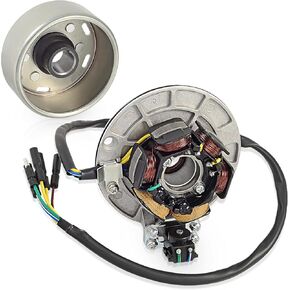 6 Coil 5 Wire Stator Magneto,YX 140 Stator,Ignition Magneto Stator with Flywheel Rotor Kit for YX 140cc 150cc 160cc Pit Dirt Bike, Copper Powersports Stators