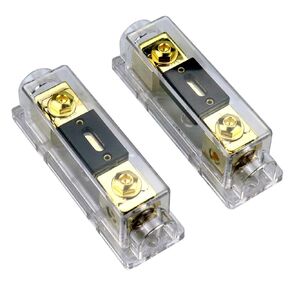 Zookoto 0/2/4 Gauge AWG ANL FUSE Block 200A INLINE ANL FUSE حامل مع 200 أمبير الصمامات ANL لمضخم صوت السيارة (2 عبوة) شفافية أو أسود