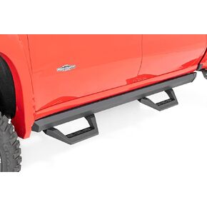 Rough Country SRX2 Adjustable Aluminum Steps for Chevy Silverado GMC Sierra 1500/2500HD (2019-2025) Crew Cab - Modular Running Boards with Slide-Adjust Steps