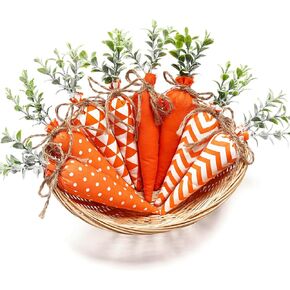 Skylety 8 Pcs Easter Carrot Fabric Carrot Toy Artificial Carrot Rustic Nonwoven Stuffed Carrot for Farmhouse Spring Easter Baskets Decor Vase Filler Decor Tiered Tray Decoration 4 Styles (Bright)