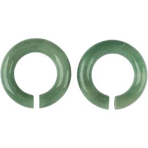 Pierced Owl Green Aventurine Stone Hoop Plugs, Sold As Pair