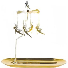 Cute Fairy Rotary Candle Holder Tray Spinning, Gold Metal Tea Light Candle Carousel Spinner for Women Gift Living Room Bedroom Home Decor