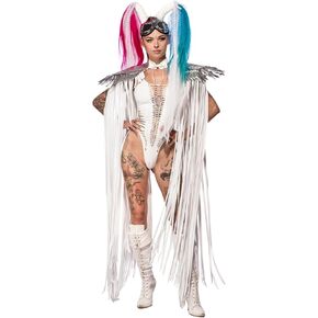 Ypser Shoulder Pieces with Fringed Angel Wings Cape Shawl for Burning Men Halloween Cosplay