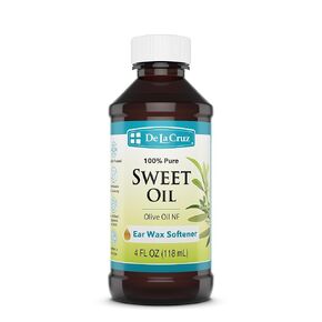 De La Cruz 100 ٪ زيت حلو نقي للآذان - كلها طبيعية ولطيفة شمع الأذن - إعادة الملء 4 fl oz