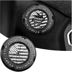 Car Push Start Button Cover, American Flag Design Stylish Spin Ignition Protective Cover, Zinc Alloy Car Engine Push to Start Button Cover, Car Accessories Ignition Key Switch Cover (Black) in Saudi Arabia
