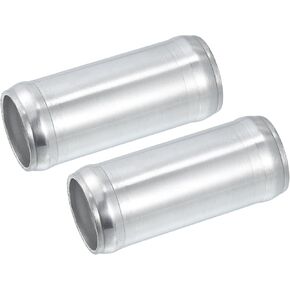 Car Adapter Joiner Pipe Universal 32mm 1.26" OD 76mm 2.99" Length Connector Tubing Adapter Aluminum Alloy Silver Tone (Set of 2)