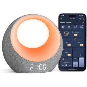 Gianna Baby Sound Machine - 26 Soothing Sounds, 8 Eye-Care Night Lights, APP Control White Noise Machine, Rechargeable Sleep Training Clock - Ideal for Infants, Toddlers & Kids in Nursery, Bedrooms