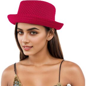 Soft Cool Mesh Fedora Hat Short Brim 1920s Classic Pork Pie Hat Summer Beach Panama Derby Cap for Men Women