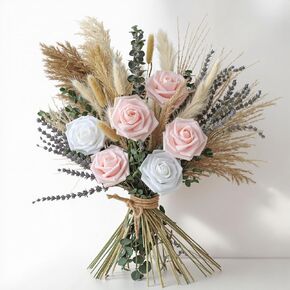 Dried Flowers Bouquet - Natural Pampas Grass Boho Decor Flower Arrangements for Rustic Home Bedroom Wedding Western Modern Decorations in Kuwait