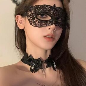 Halloween Eye Masks for Adults Women Teen Girls Eye Face Mask Halloween Mask Accessories Black Halloween Costume Eye Mask 2 Pack Cosplay Party Lace Blindfold for Adult Play Elastic Prom Sexy Mask