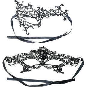 Honbay 2PCS Lace Mask for Women Mysterious Fun Lace Masks Venetian Masks for Masquerade Proms Halloween Party Photography