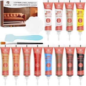 Leather Repair Kit for Furniture, Leather Couch Repair Kit for Car Interior, Car Seats, Sofa, Jacket and Purse,18 Colors Vinyl Repair Kit with Color Matching Guide,Restores Artificial,Genuine Pleather