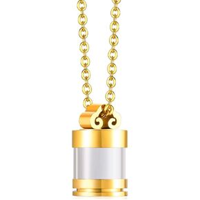 Fashion Keepsake Cremation Jewelry Stainless Steel Glass Bottle Urn Pendant Ashes Necklace
