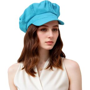 Newsboy Hats for Women -100% Cotton Womens Newsboy Cap Vintage Cabbie Hat - Pageboy Hats for Women Girls Ladies Gift (Cotton, Blue)