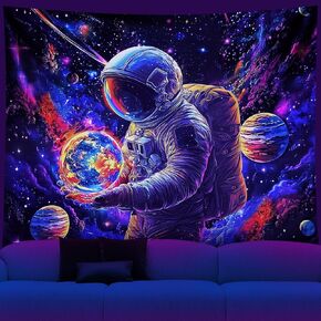 NYZE Astronaut Space Tapestry for Bedroom, Glow in the Dark Room Decor Wall Tapestries, Cool Galaxy Planet Wall Hanging, Wall Hanging for Men Guys Gamer Room Dorm Living Room 59in×51in