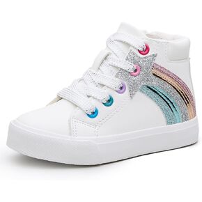 Weestep Girls‘ Glitter High-Top Easy-On Canvas Shoes - Fahion Casual Sneakers for Toddler and Litte Kid