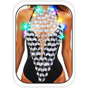 Bodiy Light Up Crystal Bra Chain Top LED Rhinestonshosts Chake Chake Jewelry Sparkly Body Jewelry for Women