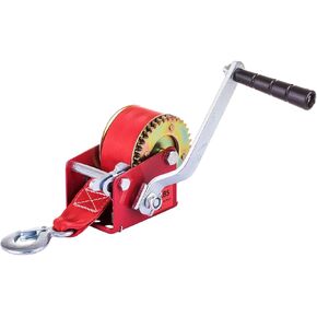 WINCH 600 رطل السعة المحمولة السحب كرنك اليد مع الفرامل 20 قدم الأشرطة نايلون وربط المقبض 2 التروس قابلة للتعديل لشاحنة مقطورة القوارب ATV رفع