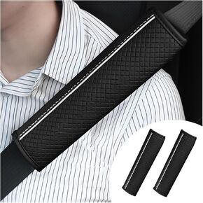Mandark Car Seat Belt Pad, 2PCS Leather Vehicle Seatbelt Shoulder Neck Strap Cover, Comfort Driving Automotive Interior Safety Strap Protector Accessories, Universal for SUV, Sedan, Truck (Pink)